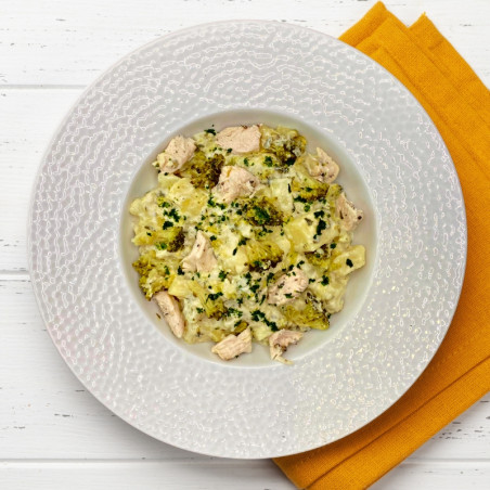 Gratin de fleurettes et poulet au roquefort