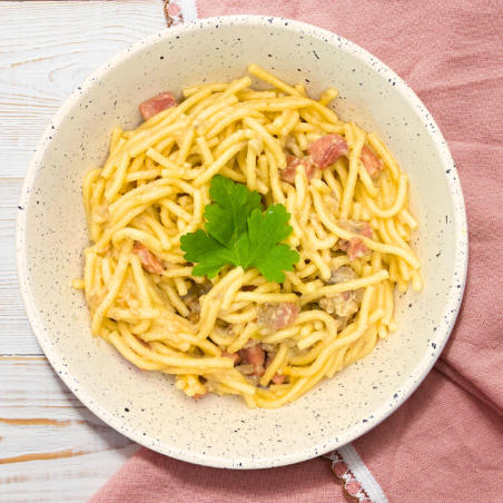 Spaghettis et jambon au parmesan