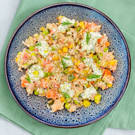 Salade de riz au thon et légumes