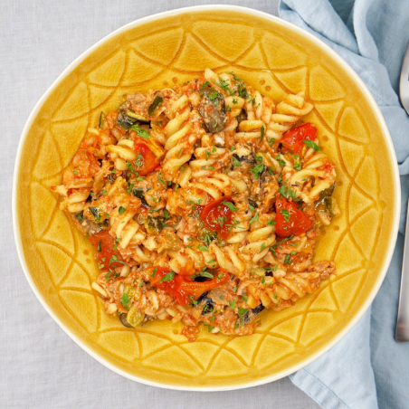 Fusilli aux légumes et tomates confites