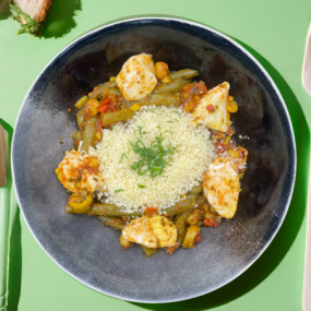 Emincé de poulet aux olives vertes