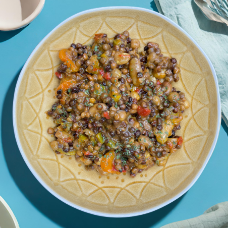 Salade de lentilles et légumes au lait de coco