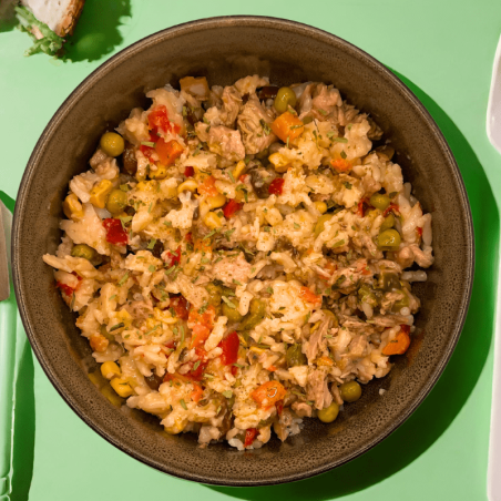 Salade de thon, riz et olives