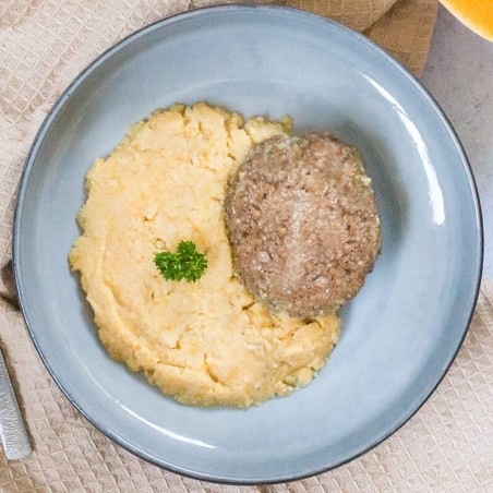Steak haché sauce poivre purée de pomme de terre butternut Bio