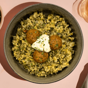 Mujadara et falafels sauce blanche
