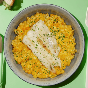 Filet de merlan, blésotto crémeux aux courges