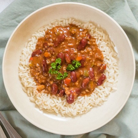 Chili con carné et riz blanc