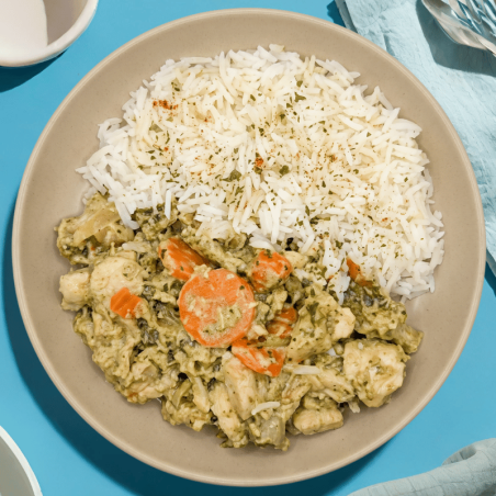 Poêlée de légumes et poulet sauce cacahuète
