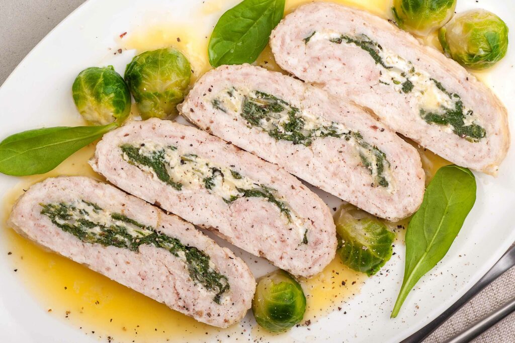 Escalopes de poulet farcies aux épinards