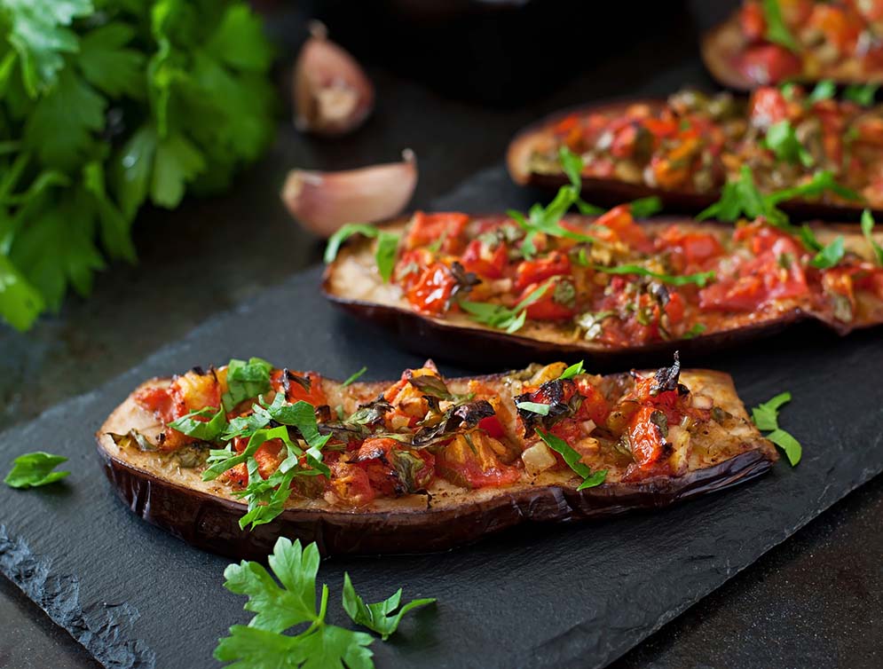 Aubergines aux légumes