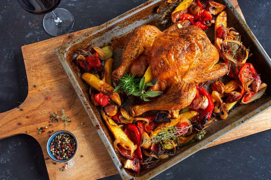 Poulet rôti et sa poêlée de légumes