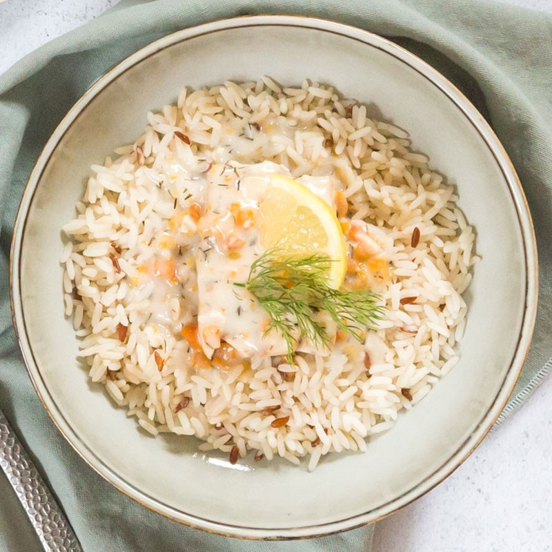 Pavé de saumon sauce aneth healthy