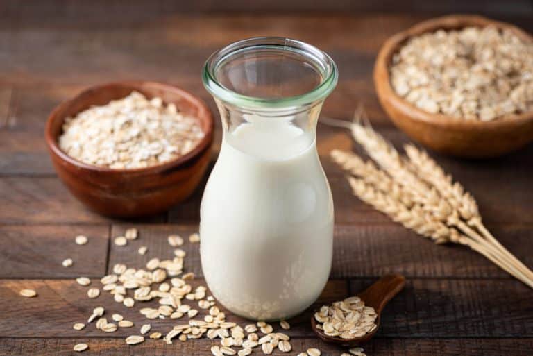 Alternative milk Oat milk, gluten free lactose free dairy free. Rustic composition