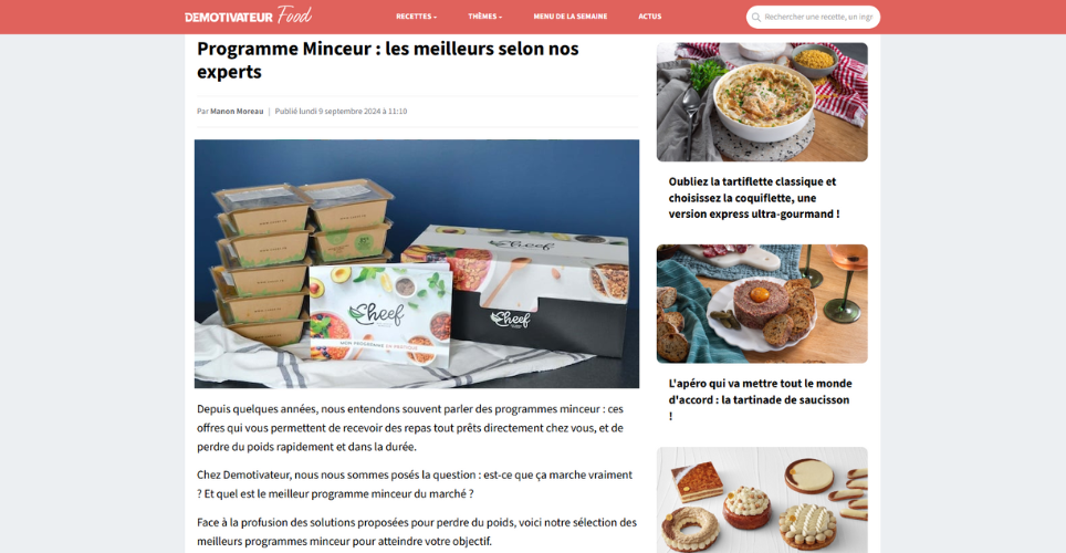 Cheef : le programme qui offre la meilleure qualité de plats